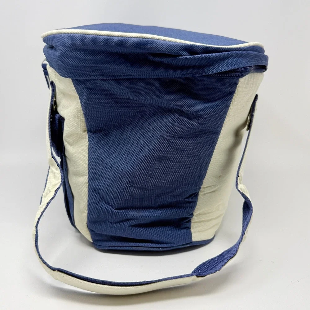 Yankee Candle Navy Blue‎ Cream Insulated Picnic Cooler Tote Bag Lunch Preppy